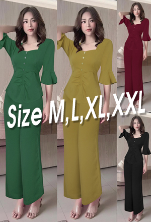 Set nguyên bộ quần dài ống suông áo tay loe cách điệu xinh xắn