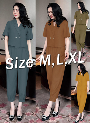 Set nguyên bộ quần baggy xếp ly lưng thun áo vest croptop xinh xắn