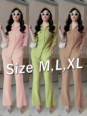 Set nguyên bộ quần dài ống suông áo tay dài 2 túi xinh xắn
