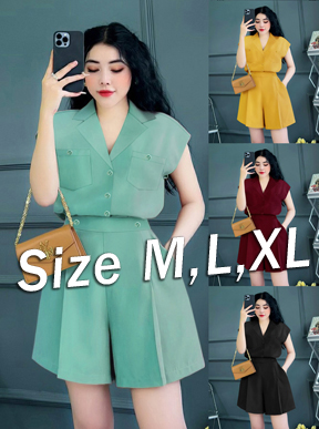 Set nguyên bộ áo sơ mi 2 túi quần short xinh xắn