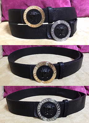 Thắt lưng tag versace 2 màu đồng & xám