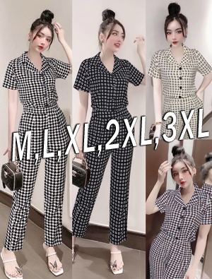 Set nguyên bộ áo tay ngắn quần dài họa tiết xinh xắn
