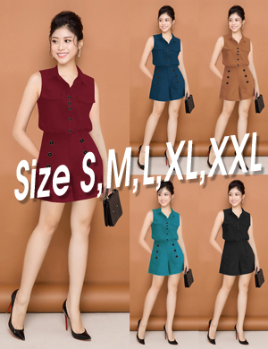 Set nguyên bộ áo sơ mi quần short phối nút xinh xắn