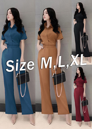 Set nguyên bộ áo sơ mi quần dài ống suông dây kéo lưng xinh xắn