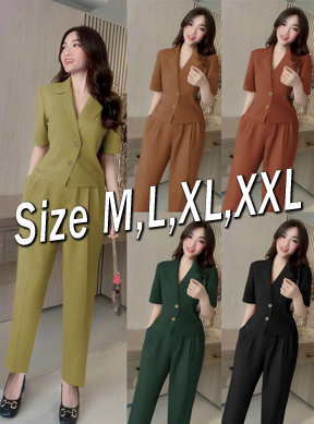 Set nguyên bộ áo vest cài nút phối quần dài sang chảnh