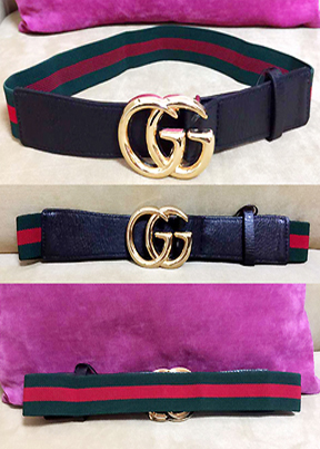 Thắt lưng thun phối da mặt Gucci