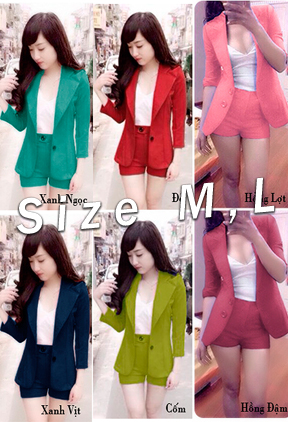Set nguyên bộ quần short áo vest tay dài kèm áo trong