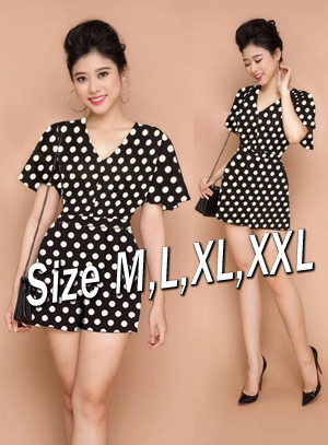 Jum short chấm bi tay cánh dơi xinh xắn