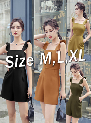 Jum short 2 dây bèo bản to dây kéo lưng, kèm belt xinh xắn