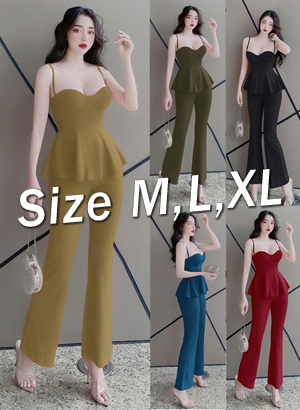 Set nguyên bộ áo cúp ngực 2 dây quần dài ống loe