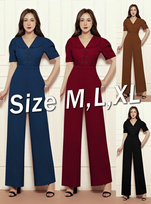 Jum dài ống suông cổ lá sen phối nút xinh xắn