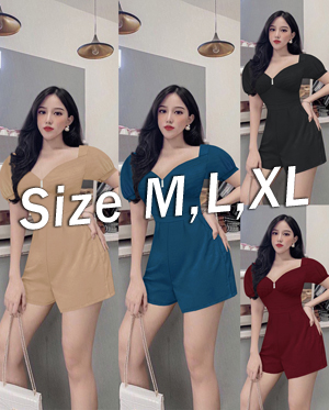 Jum short cổ tim đính hột tay ngắn xinh xắn